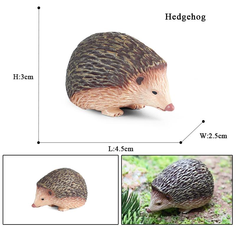 Oenux Simulation Wild Jungle Forest Animals Hedgehog Model Action Figures Cake Topper Party Favor Cute Education Kid Toy Gift