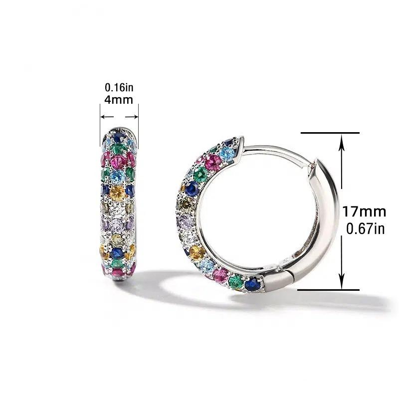 New Fashion  Plate Round Mini Earrings Set Half Hoop Colorful Zircon Ladies Luxury Jewelry Hoop Earrings For Woman Gifts
