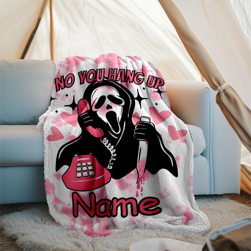 Personalized Custom Name Blanket - Ghostface Print Design,Blanket for Sofa,Bed,Travel,Camping - Soft and Warm, Great Gift