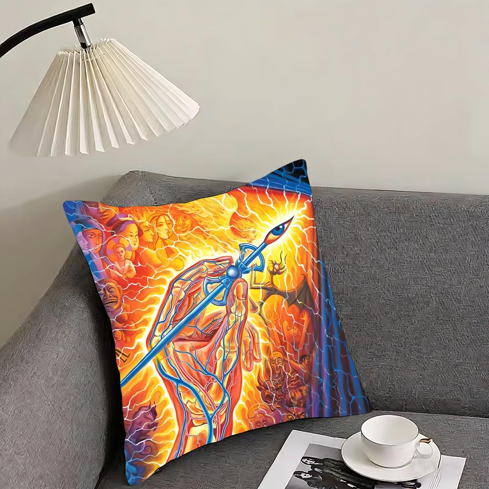A-Alex Greyy Trippy Psychedelic Cushion Cover Pillowcase Ultra Soft Skin Friendly Fabric Cloud Like Comfort & Concealed Zipper