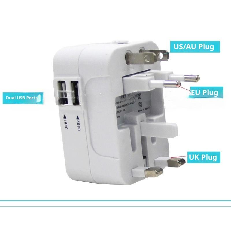 Factory Direct Sale Bison202 Dual USB 2.1A Universal Socket Adapter Global Universal Conversion Plug
