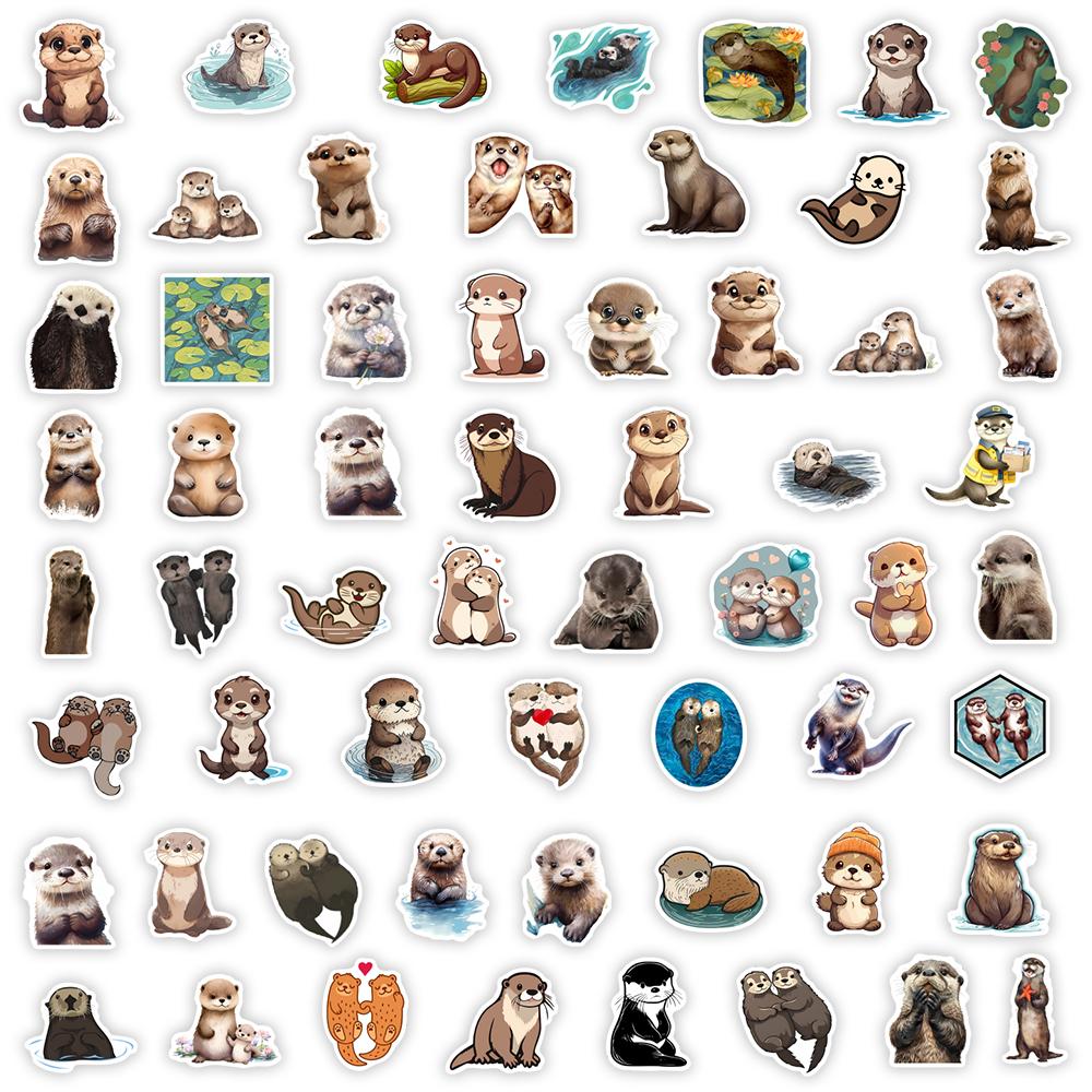 Cute Watercolor Otter Stickers Art Clipart DIY Gift Toys Decal for Laptop Scrapbook Decorative Phone Bottles Luggage Waterproof