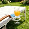 Clip-On Drink Holder for Chair, Portable Cup Holder for Beach Chair Patio Table, Striped Outdoor Clamp On Beverage Caddy for Pool Cruise