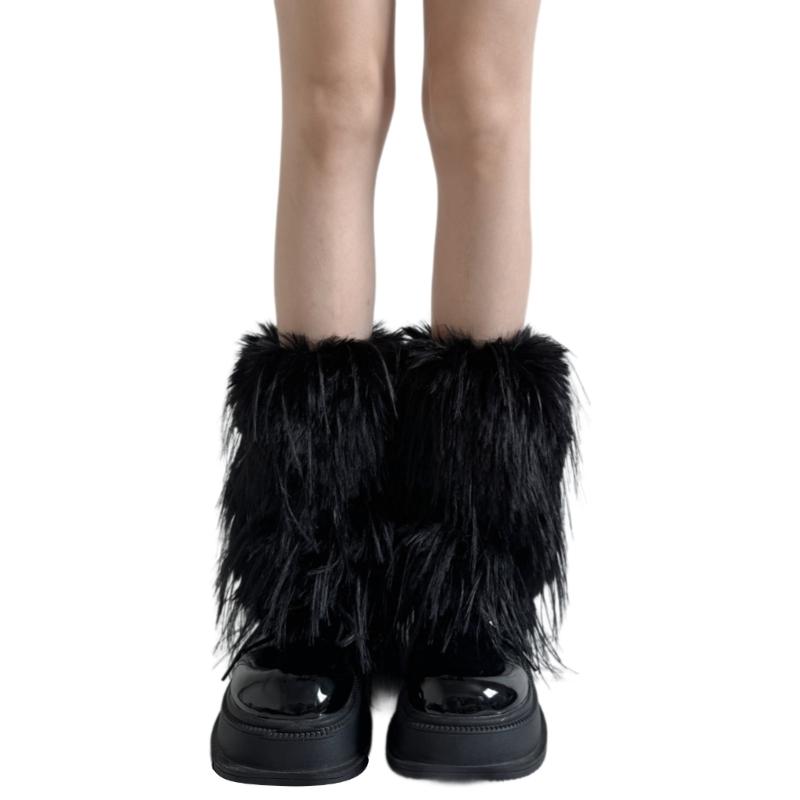 Women's Thick Fuzzy Leg Warmers Soft Plush Boot Covers Toppers for Costume Parties Winter Fashion Accessory Leg Gaiters