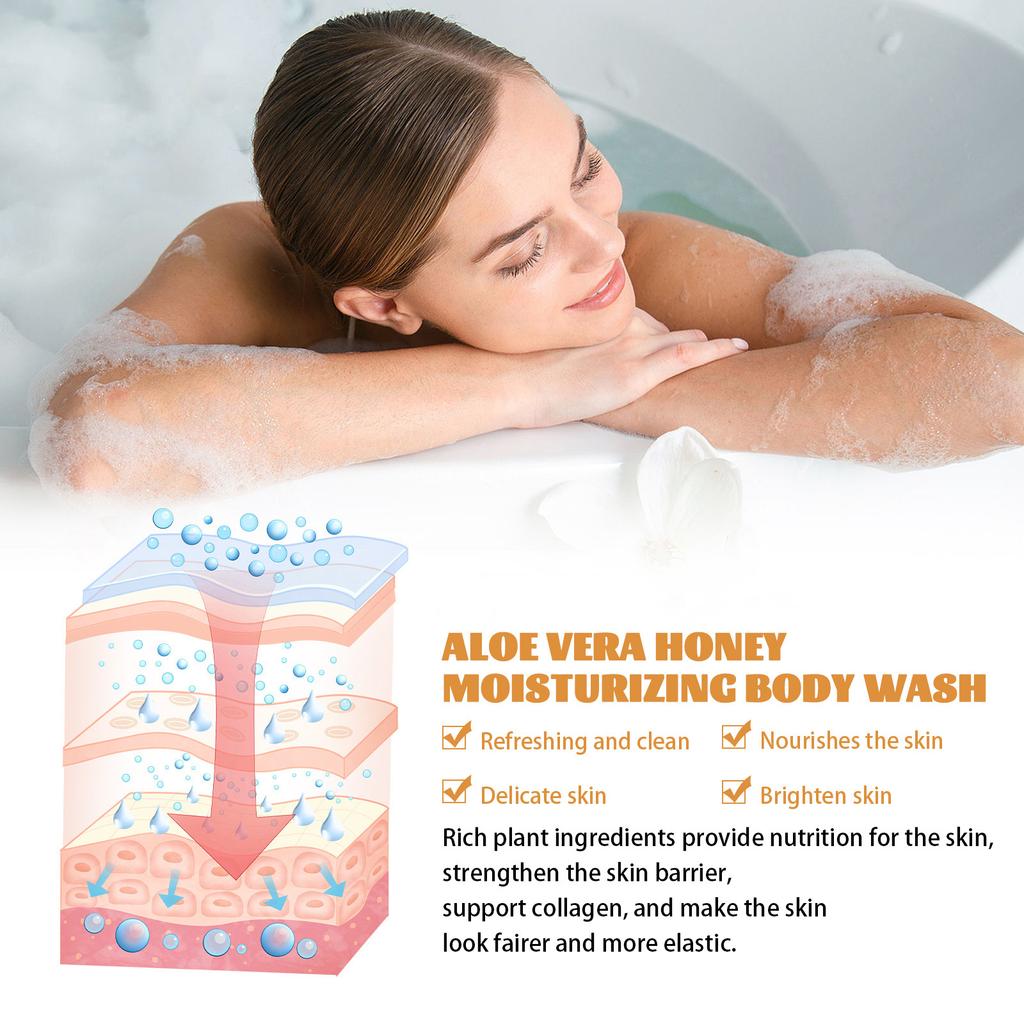 Gel douche au miel pour un nettoyage en profondeur, une exfoliation, une hydratation et un blanchiment de la peau avec un effet raffermissant