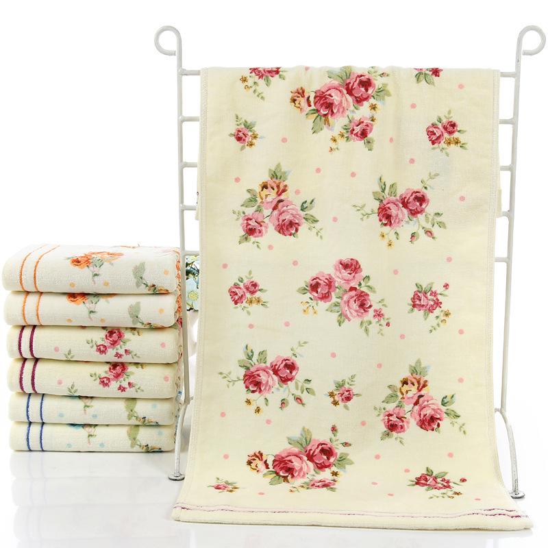 Soft Cotton and Bamboo Fiber Floral Pattern Quick-Drying Bath Towel and Washcloth Set
