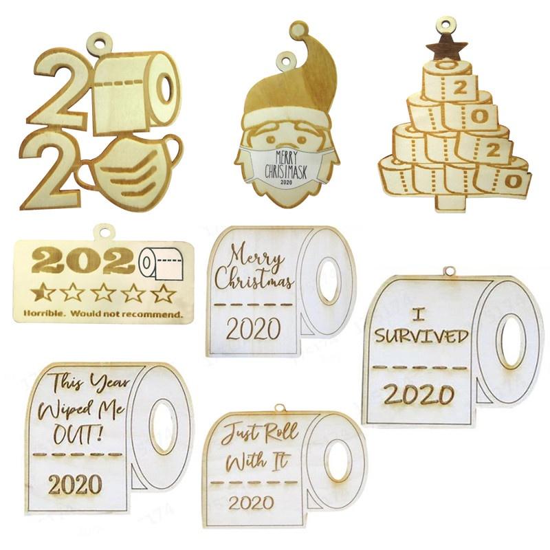 Charming Wooden 2020 Christmas Toilet Paper Santa Claus Quarantine Decoration