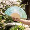 Wooden Handle Hand Folding Fan Colorful Dance Fan Elegant Fan Bamboo Fan  Travel Accessory