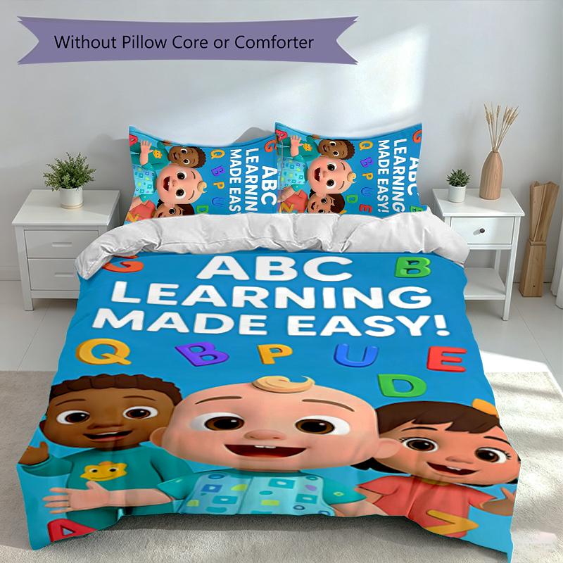 3pcs Jay Franco Cocomelon Duvet Cover Set, Includes 1 Duvet Cover and 2 Pillowcases,Skin-Friendly&Comfortable Fabric,Suitable Bedding Sets