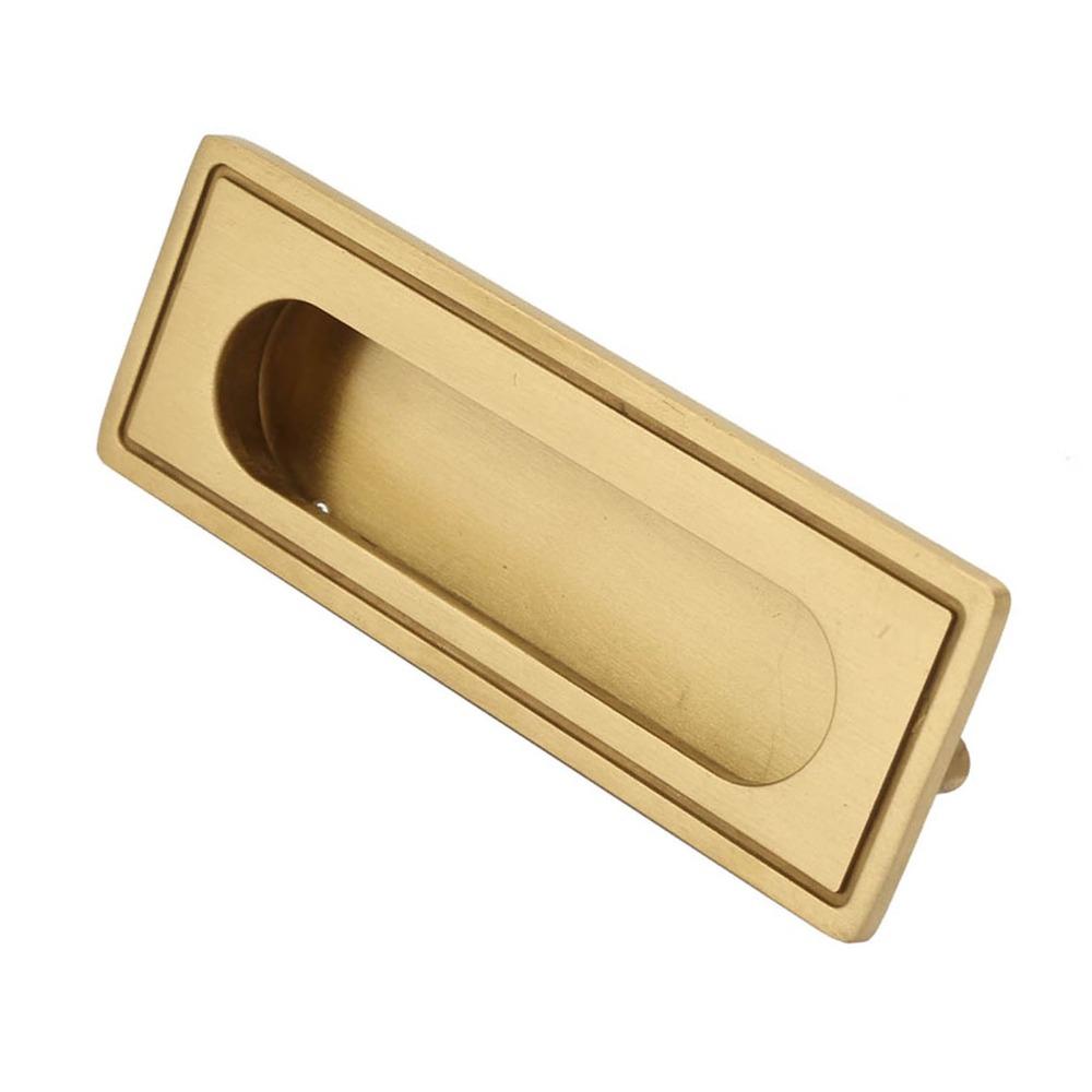 Brass Recessed Handle 105x38x11.5mm Flat Finger Pull Design Flush Pull Handle With 2 Installation Screws Brass Cabinet Hardware