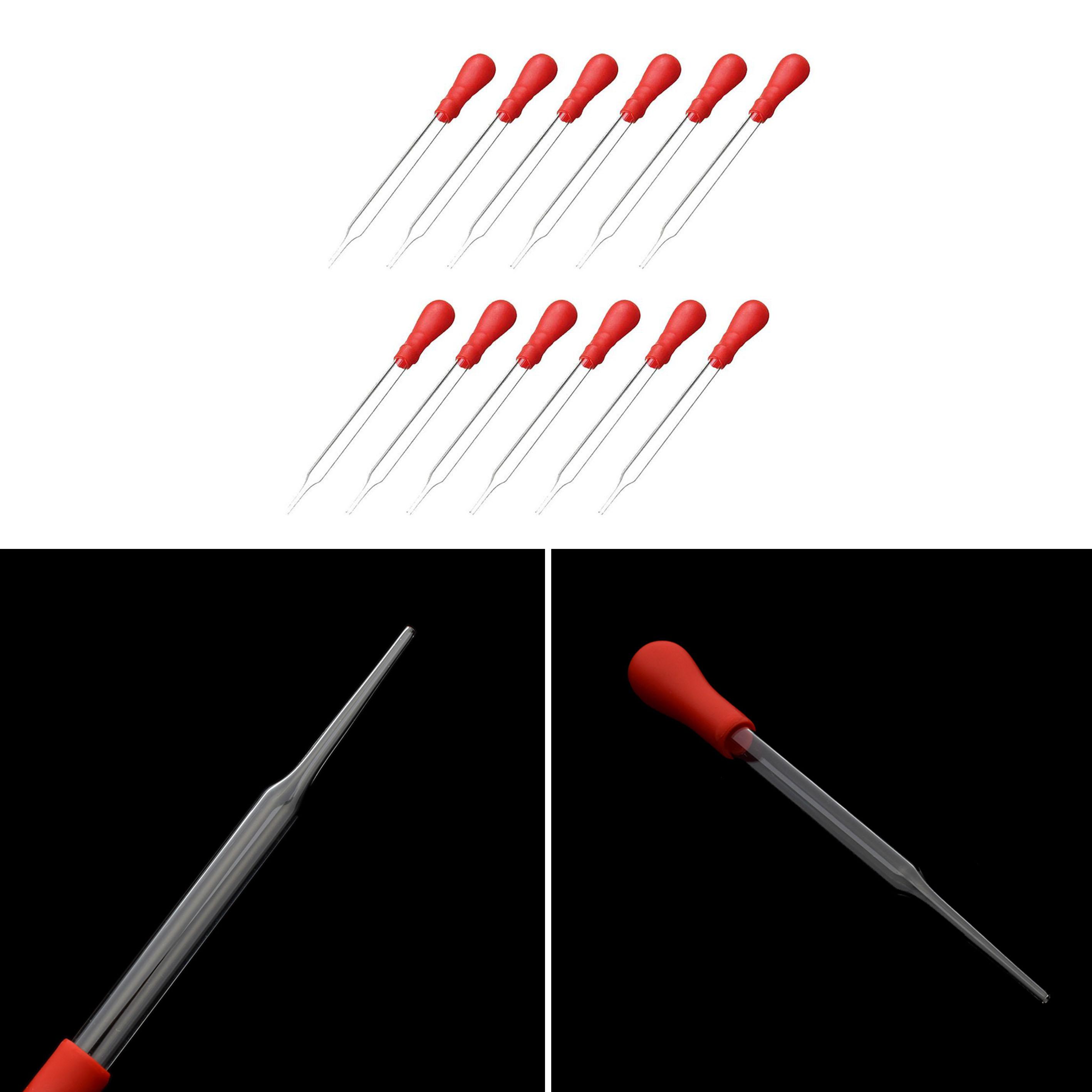 Red Rubber Head Reliable Dropper Medicine Dropper Glass Pipette Laboratory-grade Laboratory Equipment For Laboratories 5pcs