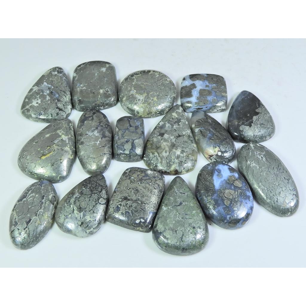 439Cts. Natural Marcasite Mix Shape Cabochon Loose Gemstone 16Pcs Lot C-324