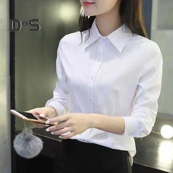 Women Shirt Lapel Short Sleeve Buttons Placket Shirt Tops Solid Color Slim Fit Office Business Shirt Workwear