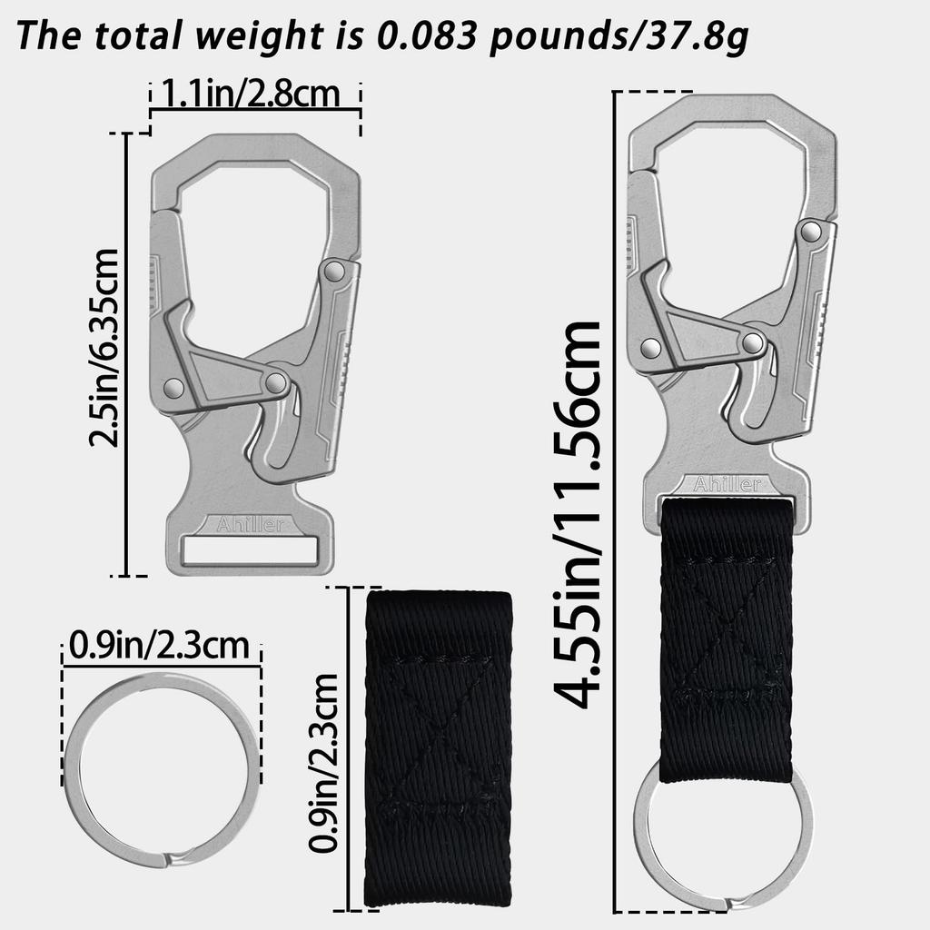 Ahiller Carabiner Double Lock Design 11cm Zinc Alloy Key Chain