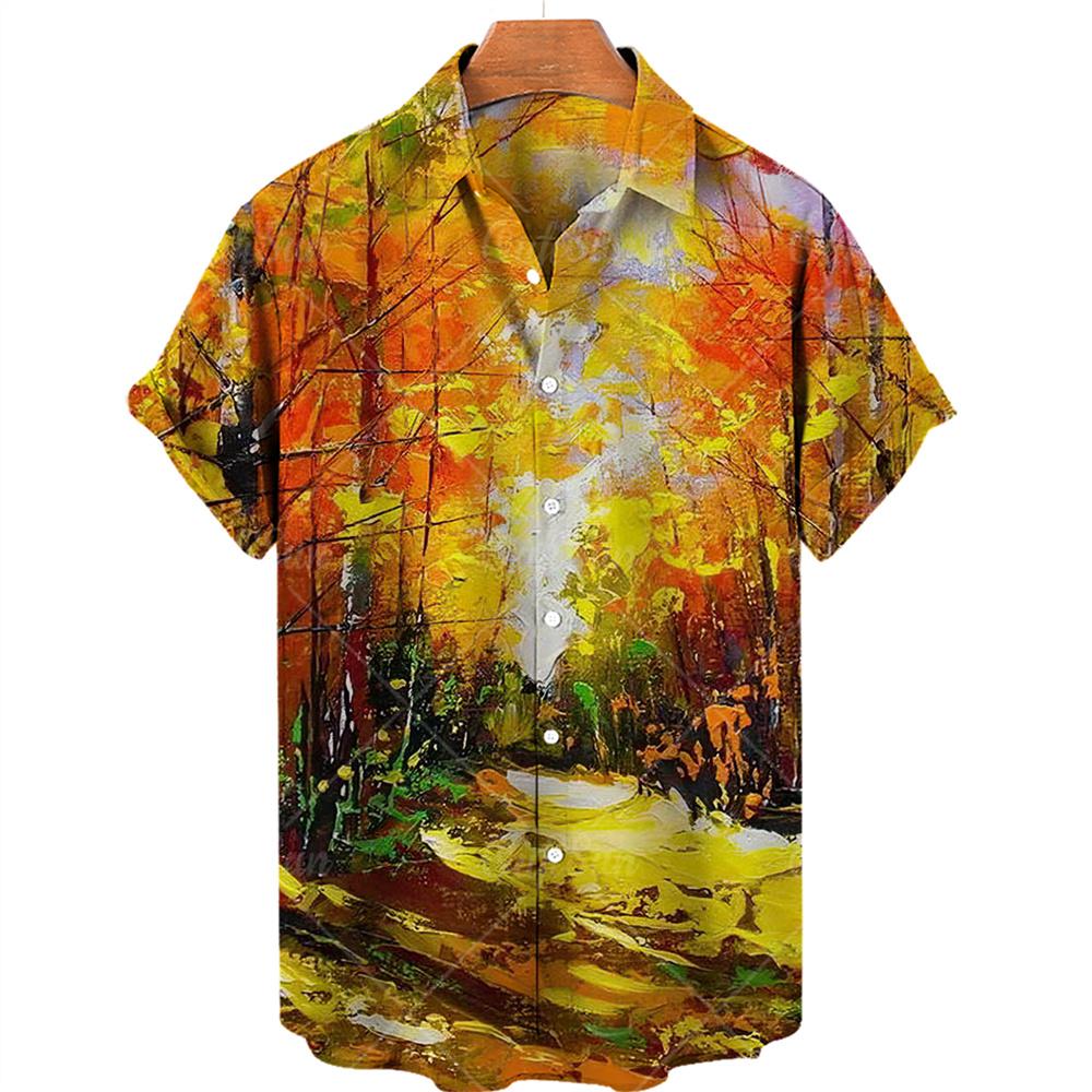 Oversized Shirt Hawaiian Beach Holiday Flower Painting Pattern Summer Casual Man Top Breathable Mens Design Clothing New