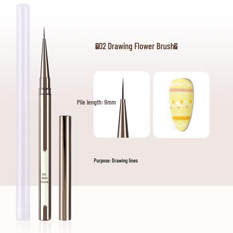 Metal Rod Nail Art Brush Set: Gel Polish, Painting, Flower & Liner Brushes