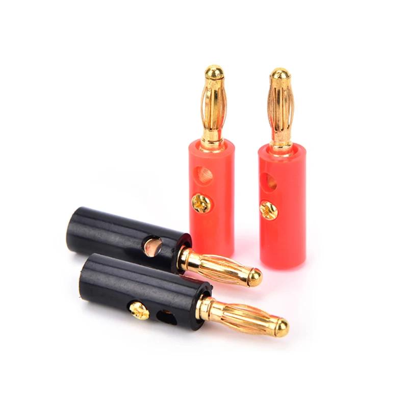 10pcs/lot audio speaker screw banana gold plate plugs connectors 4mm