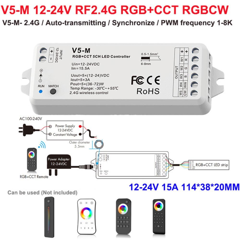 Professioneller Konstantspannungs-LED-Controller DC12-24V RF2.4GHz LED-Streifen-Treiber Dimmbar/CCD/RGB PWM LED-Dimmer Zuhause