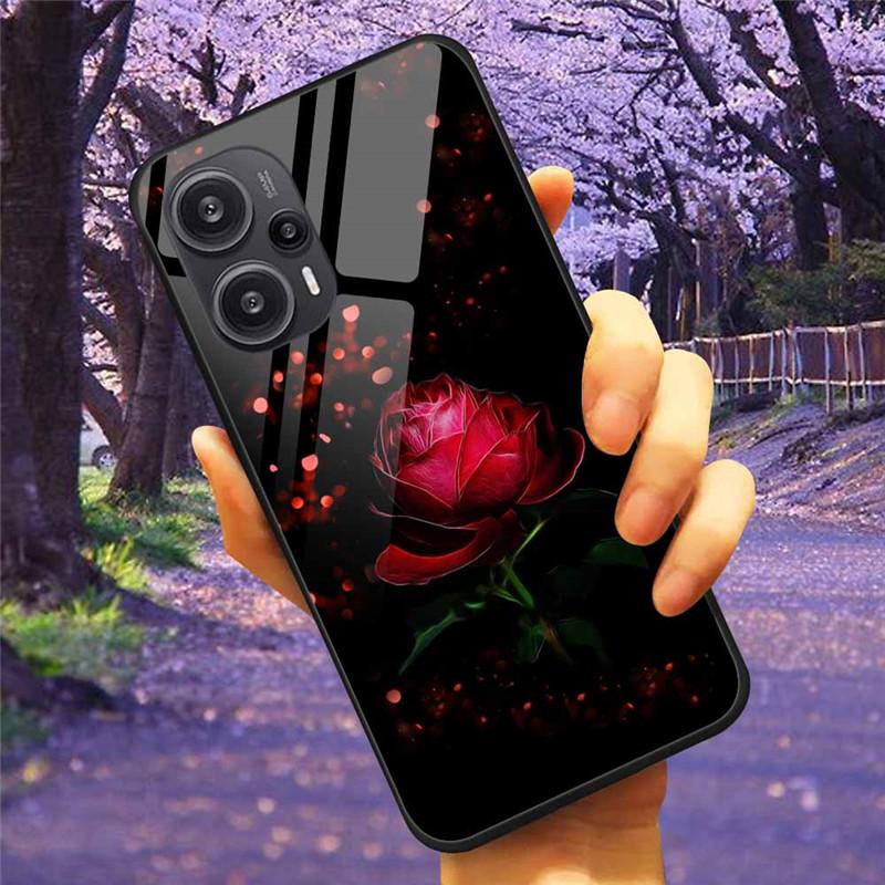 For Xiaomi Poco F5 5G / F5Pro Case Tempered Glass Lake Moon Hard Phone Cover for POCO F5 Pro Capas Funda on PocoF5 Luxury Coque