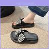 Stylish Water Rhinestone Bowknot Slide Sandals For Women With Thick Sole Comfort