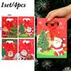 Christmas Paper Bags with Handles Holiday Kraft Gift Tote Bags Assorted Santa Claus Designs for Kids Xmas Candy Goodie Bags Wrap