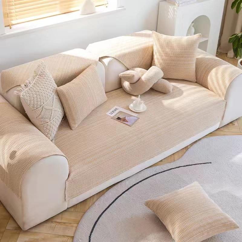 Japanese Cotton And Linen Woven Sofa Cushion Universal Fabric Non-Slip Seat Cushion Summer Simple Seat Cushion Sofa Cover Towel