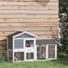 Gabbia per piccoli animali con recinto, Legno di abete, 147 x 54 x 84 cm, Grigio