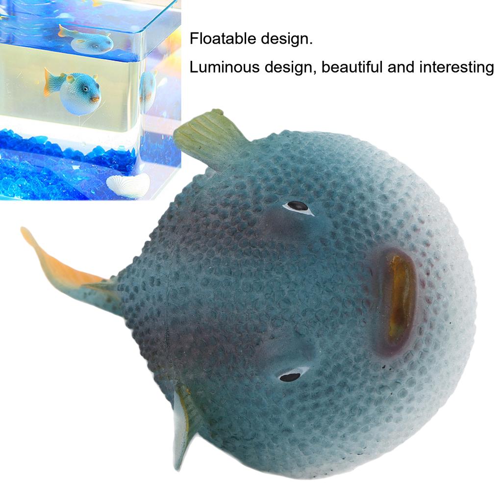 Aquarium Puffer Fish Luminous Simulation Rubber Fish with Suction Cup for Fish  S