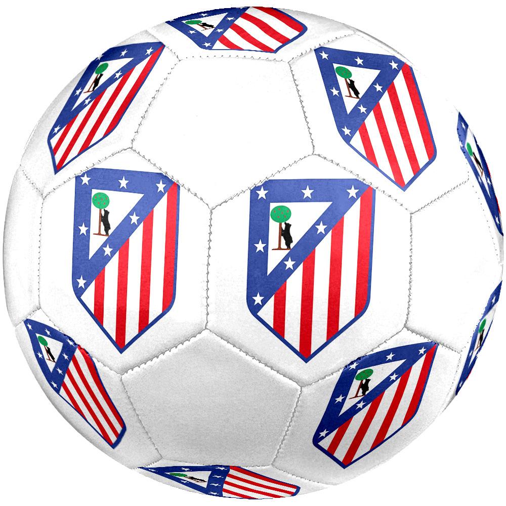 Atletico Madrid Size 5 Soccer Ball, Machine-Stitched PVC, Durable & High Bounce, All Ages Fit, Fan Merchandise, Matches & Outdoor Use.
