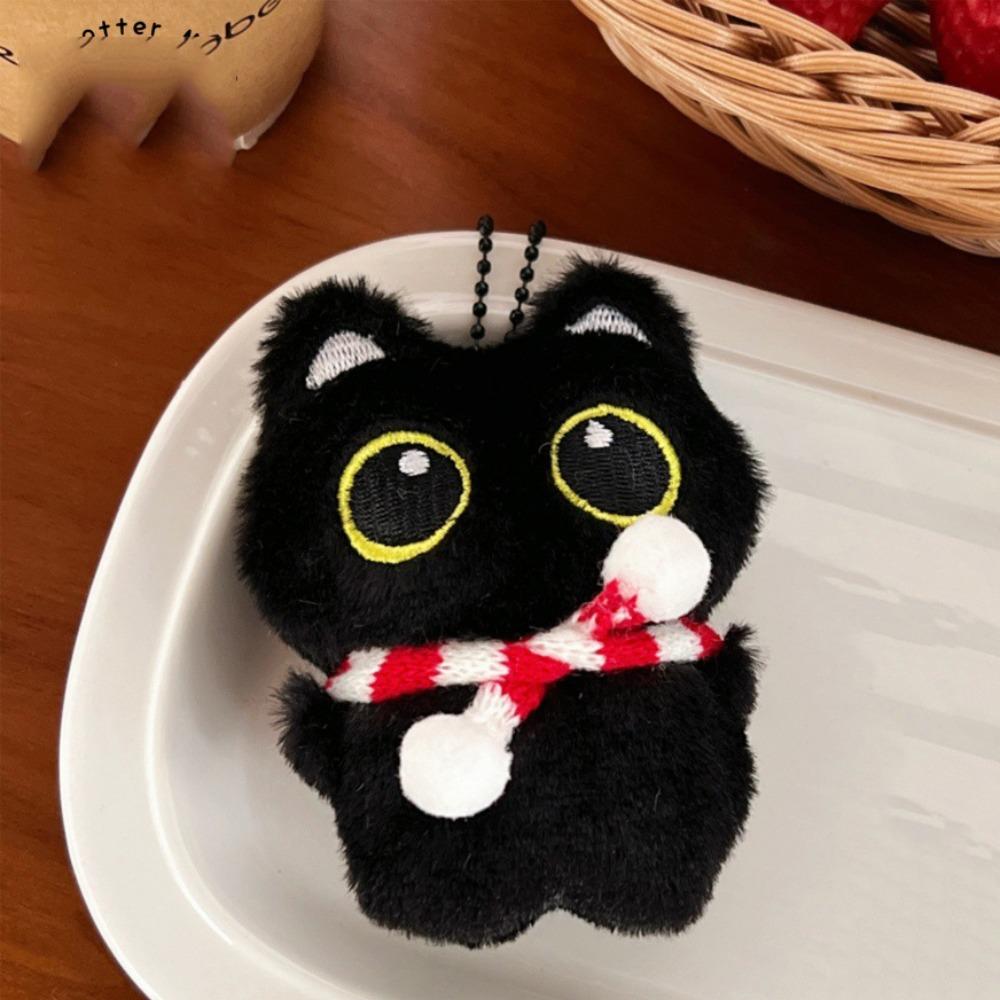 

Cartoon Squeak Scarf Black Cat Pendant Soft Plush Stuffed Toys Birthday Gift красный