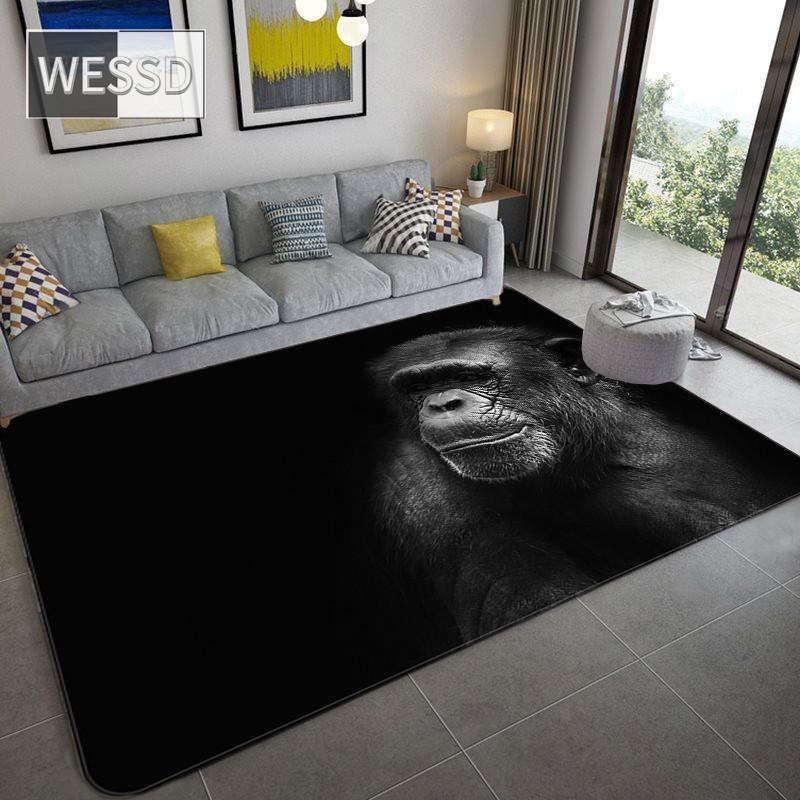 

Скандинавский роскошный черный 3D ковер с животными, украшение для гостиной, домашний ковер с рыбой и леопардовым узором, фланелевый коврик для спальни, пол в ванной комнате 160x200cm 1pcs