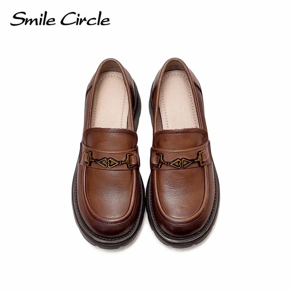 Chunky Heel Low-top Loafers Handmade Retro Casual Shoes Fashion Versatile Thick Bottom Women's Shoes