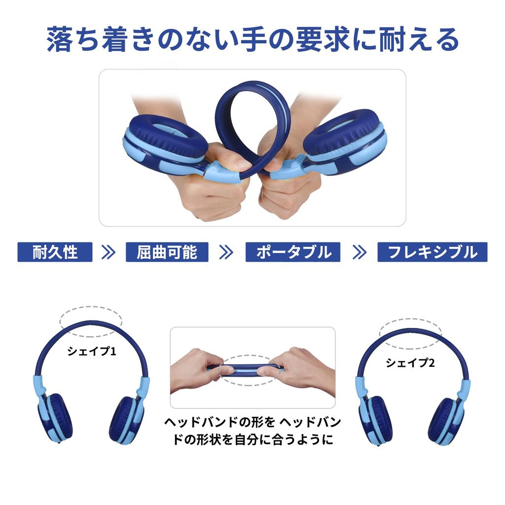 SIMOLIO Wired Headphones with 94db Volume Hearing Voice Blue Kids' Mic, Limit, Protection, Chat, Fortnite, 3.5mm Cord, School/Travel Use, (902B)