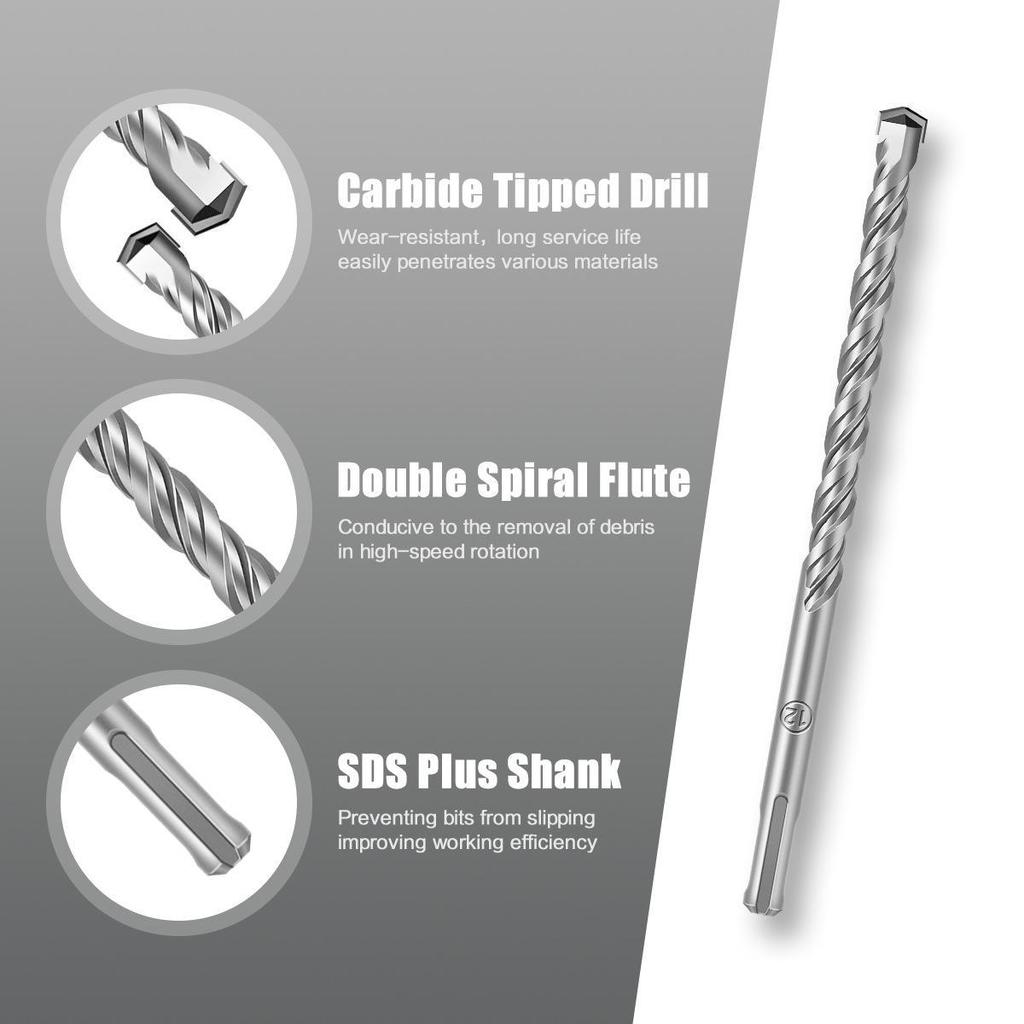 Chisel Drill Bit Set: Round Handle Sharp & Flat Masonry, Concrete, Electric Draft Steel Chisels