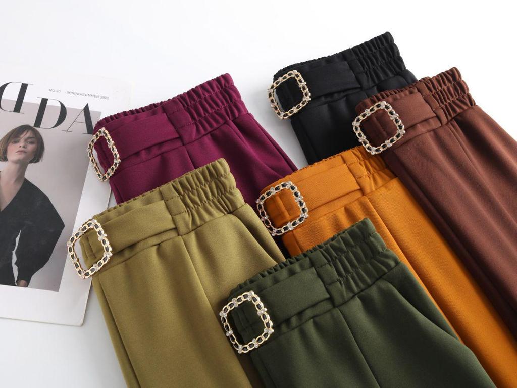 New Women's High-Waisted Split Flare Pants, Slimming, Casual, Versatile, Draping, Stretchy Elastic Waist, Wide-Leg Design.