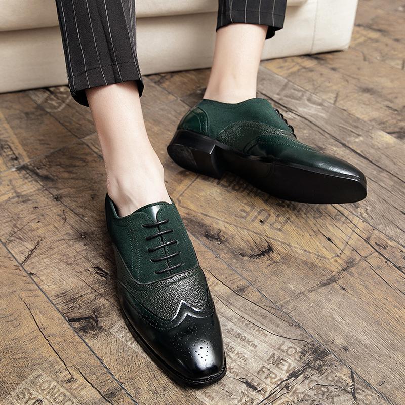 New casual men's leather shoes Designer and Splicing Fashion Styles Office and leisure business Plus Size Adult shoes Brown