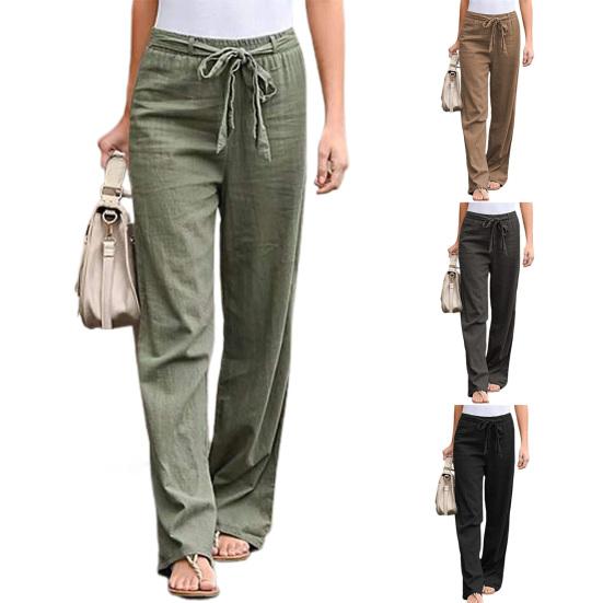 Ladies Loose Pants Casual Waist Band Wide Leg Loose Trousers Daily Wear