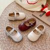 Kids Girls British Style Solid Color Soft Sole Casual Princess Leather Shoes