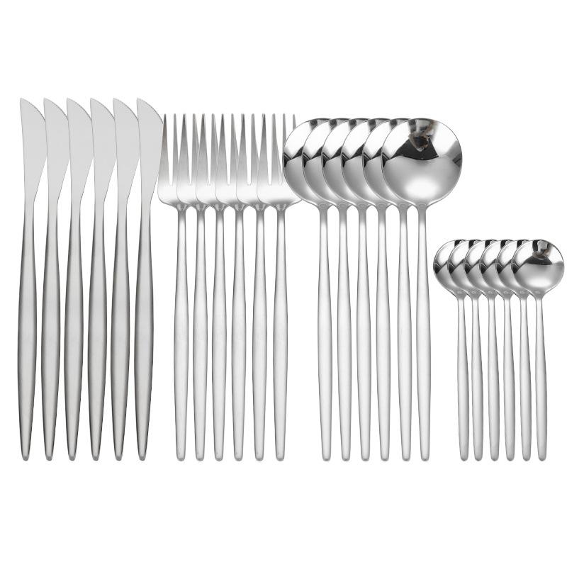 Dinnerware Black Gold Stainless Steel Cutlery Set Flatware Dining Knife Fork Tea Spoon Kitchen Dinner 24Pcs Western Tableware