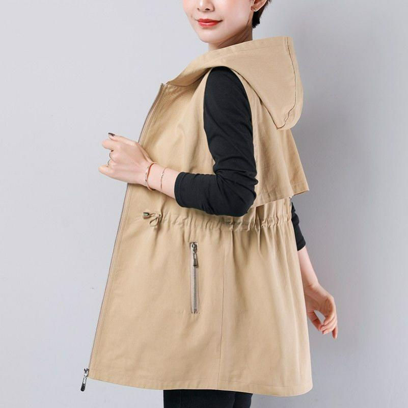 Gilet Doppio Strato Donna Primavera e Autunno Taglia Grande Stile Occidentale Gilet Gilet Capo Esterno Gilet Senza Maniche Giacca