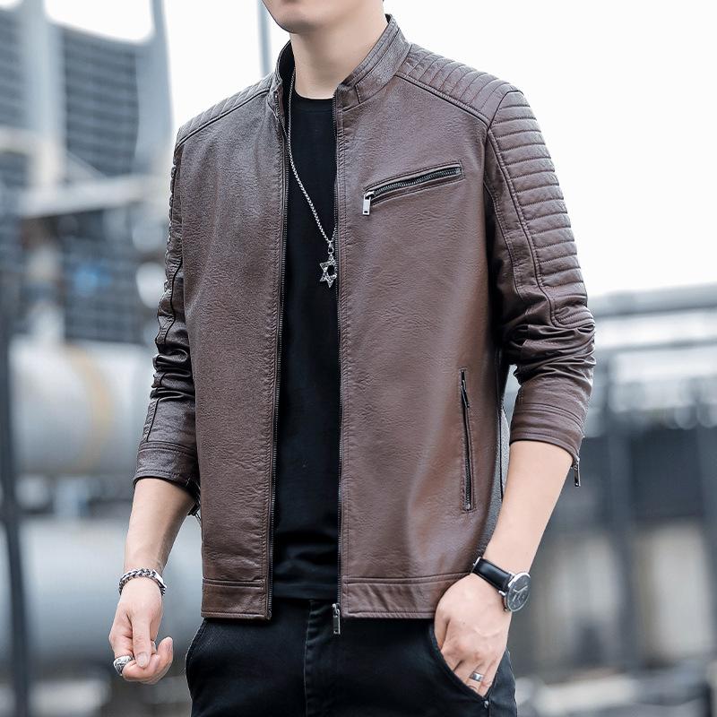 

Кожаная куртка мужская легкая роскошная куртка из искусственной кожи легкая деловая повседневная модная универсальная куртка с воротником-стойкой 4XL
