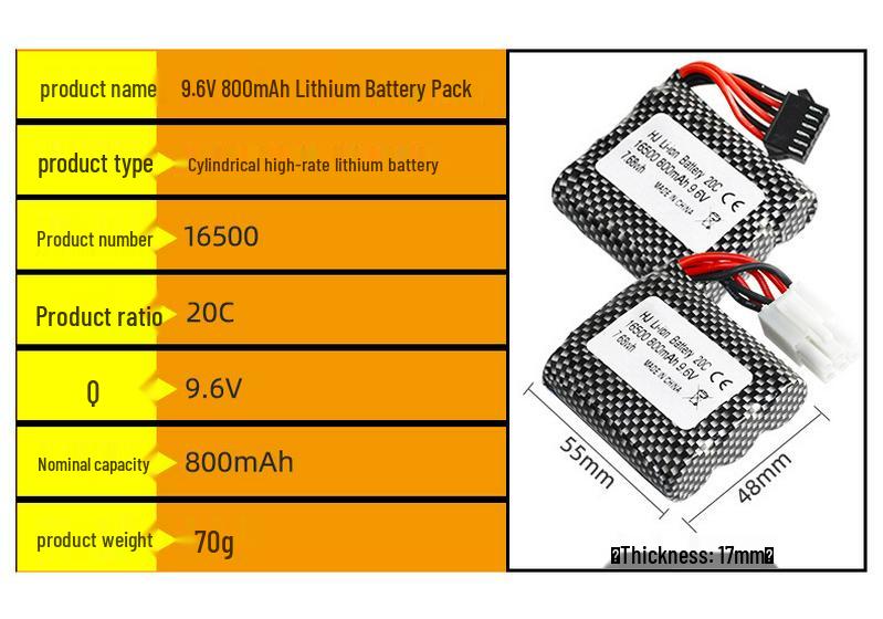 S911/S912/9115/9116 RC Car 9.6V 800mAh 20C High Discharge Lithium Battery