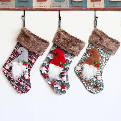 Plush Christmas Stockings Cute Faceless Doll Candy Stockings Elf Old Man Gift Bag Christmas Tree Gift Pendant