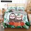 Cartoon Sloth Bedding Set for Bedroom Home Manga Style Sloth Print Duvet Cover Lazy Sleeping Australian Animal Soft Quilt Cover