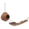 Natural Coconut House Coconut Shell Bird Nest Hanging Pet Parrot Hideaway House with Climbing Rope