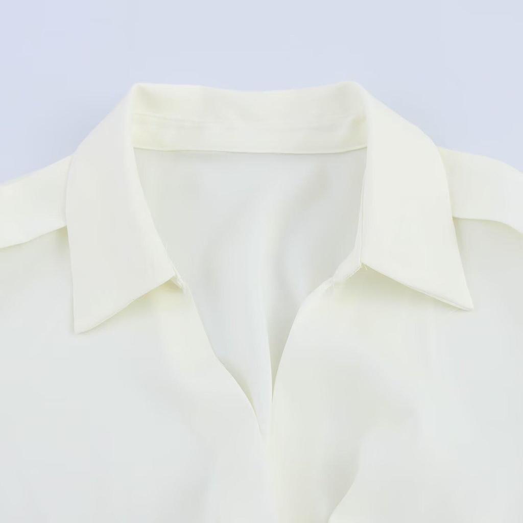 2025 Spring Women's European & American Style Belted Silk Satin Dress