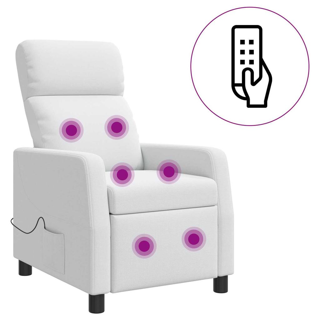 Massage Recliner Chair White Fabric