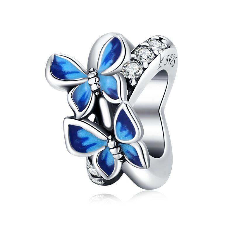 WOSTU Fashion Spring Series Charms Beads Real 925 Sterling Silver Flower Bird Pendent Fit Original DIY Bracelet Necklace Jewelry