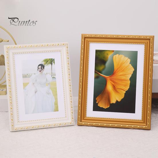 Vintage Photo Frame European Style Photo Frame with Back Hook Shatterproof Tabletop Picture Frame for Home Office Decor