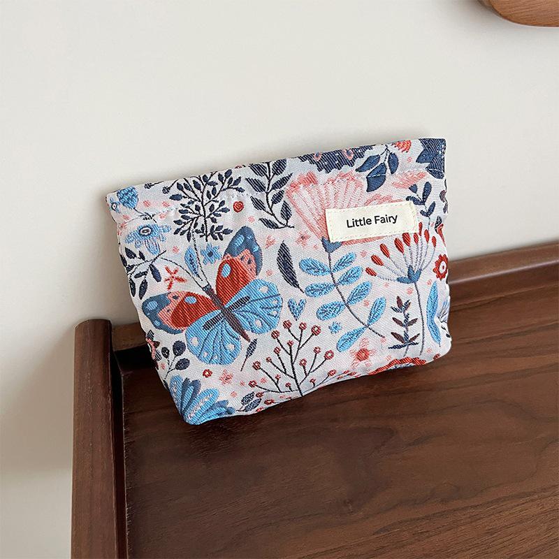 Pink Floral Makeup Bag: Women's Portable, Large Capacity, Small Size Travel Toiletry and Skincare Storage Bag